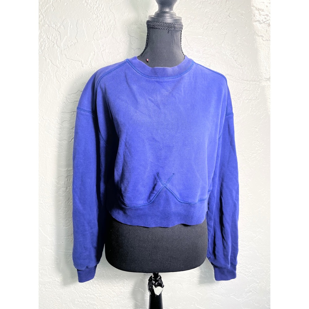 Everlane Organic Cotton Blue Cropped Crewneck Sweatshirt Size S